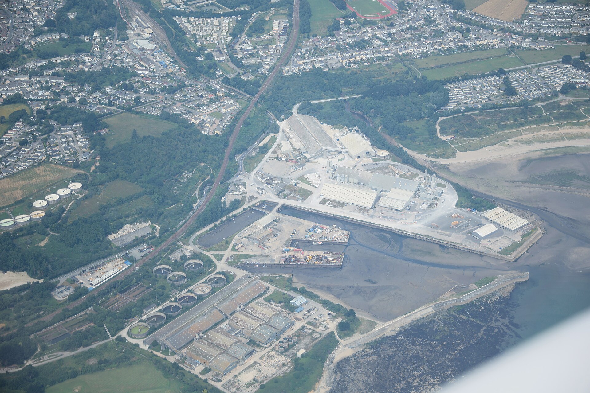 Aerial view of Par china clay export dock