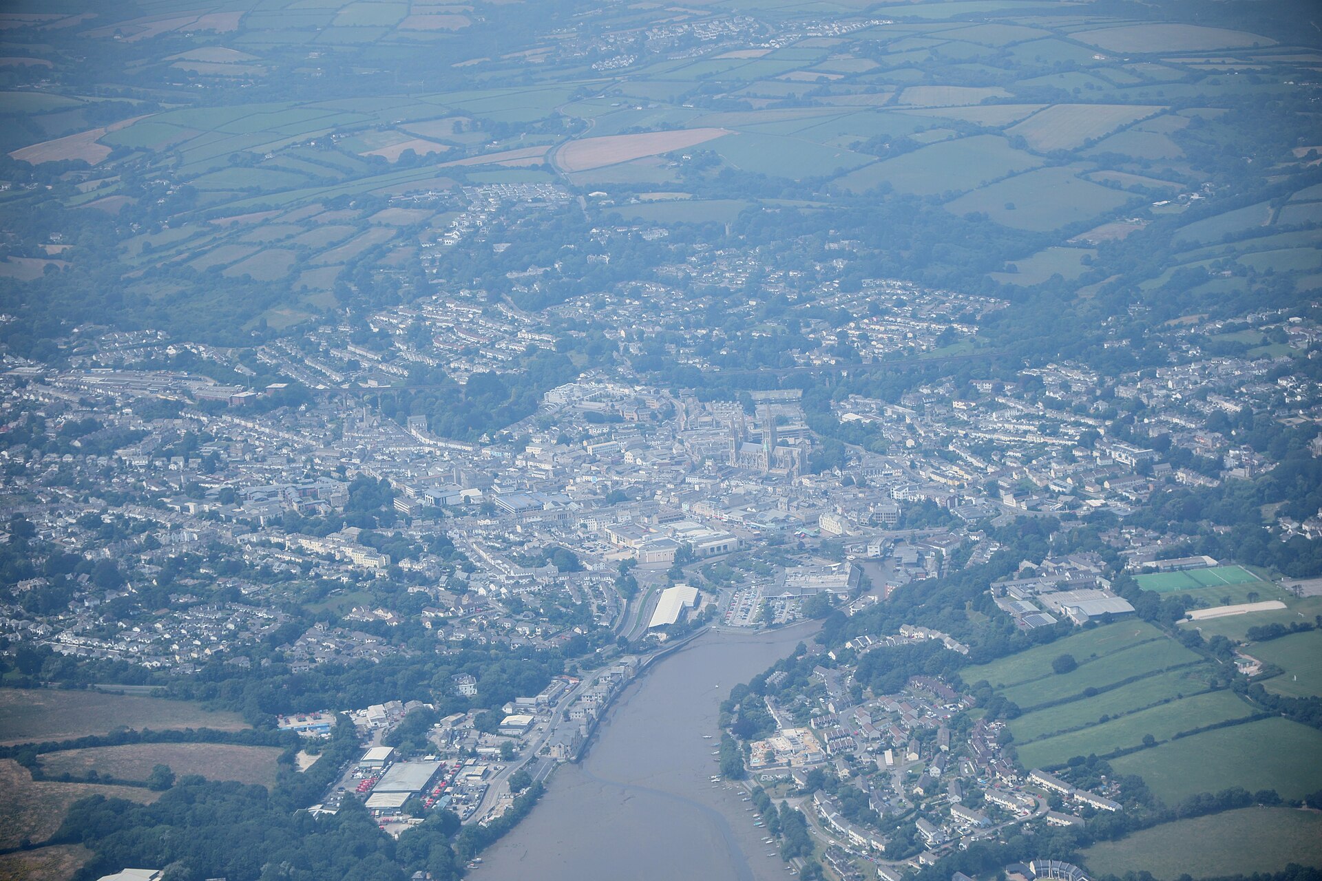 Aerial view of a town, used to illustrate land-use monitoring